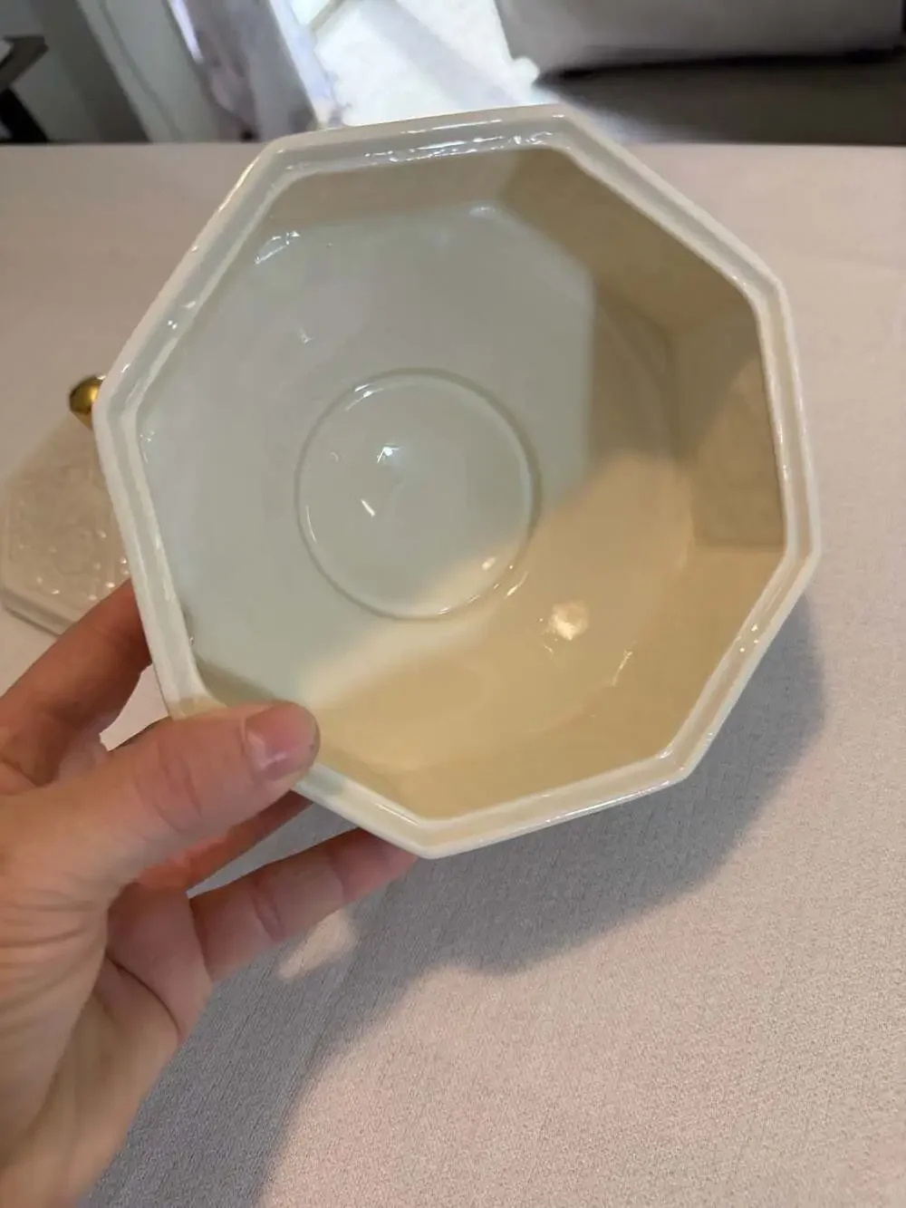 Vintage Lenox Chatham Ivory Porcelain Candy Dish with 24K Gold Trim